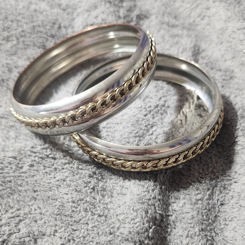 Source Unknown Silver and Gold Braided Bracelets